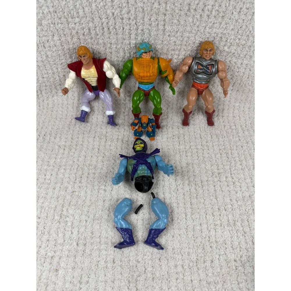 Vintage MOTU Action Figure Lot He-Man Prince Adam Man-At-Arms Skeletor Parts